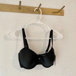 NWT Negative Underwear Stealth Mode Demi Underwire Bra 32DD Black